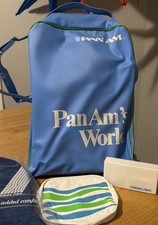 Vintage 1960s Original Pan Am Airline Travel Bag “Pan Am’s World” Blue Vinyl picture