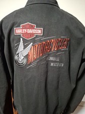 Harley Davidson Men's Black MECHANICS Jacket XL Winged Wheel Embroidered VTG 05 picture
