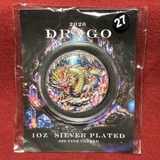1 oz  DRAGO 2026 Silver Plated .999 Fine Copper Coin in Plastic Capsule picture