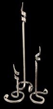 3 Candlesticks Candle Holders Hand Forge Metal Brutalist Industrial Signed JF picture