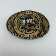 Vintage State Of Texas Sesquicentennial Celebration 1836-1986 Belt Buckle~Enamel picture