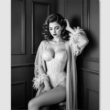 1950s Old Hollwood Lingerie Photo Print Glamour Woman 8 by 10 Vintage Model 41 picture