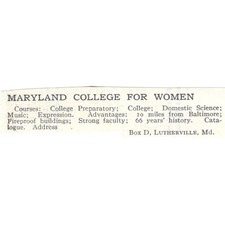 Maryland College for Women Lutherville MD c1918 Original Advertisement AE5-SA10 picture