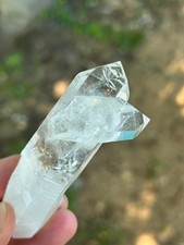 Natural Columbian Quartz Crystal Twin Point 3.5'' Bridge Cross picture