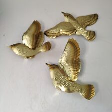 Vintage Lot Of 3 Metal Flying Birds Wall  Decor Brass Home Interiors  picture