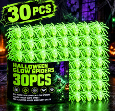 30 pcs Glow in the Dark Halloween Spider Props Scary Fake Spiders Haunted picture