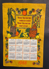 VTG 1988 Kitchen Calendar Tea Towel 