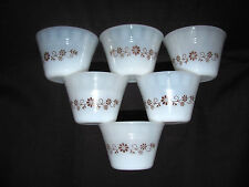 Dynaware Pyr-O-Rey Milk Glass/Brown Flowers Set of 6 Custard Cups picture