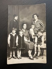 Vintage 1930s Bulgarian Family Uniform Photo Postcard Pre-WWII  picture