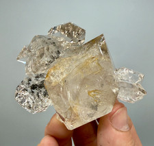 Herkimer Diamond Gem Cluster w/ Golden Iron Oxide, Smoky Phantoms picture