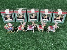 Hallmark 1992 Santa and His Reindeer Complete Set 5 Keepsake Ornaments Boxed picture