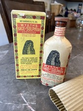 Vintage Wyeth’s Sage and Sulphur Hair Compound Bottle w Box Antique EXC picture