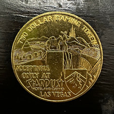 Vintage Stardust Casino Las Vegas $2 Gaming Token Lido de Paris Brass Obsolete picture