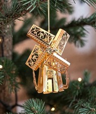 Vintage Danbury Mint 1995 23k Gold Plated Christmas Ornament Windmill picture