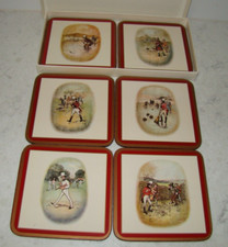 Vintage Set 6 Johnnie Walker Whisky Drinks Coasters Art by Tom Browne Pimpernel picture