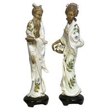 Ugo Zaccagnini Style Porcelain Chinese Man and Woman 22.5