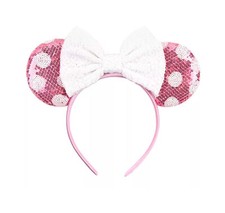 New Millennial Pink inspired Sequin Minnie Mouse Ears HANDMADE picture