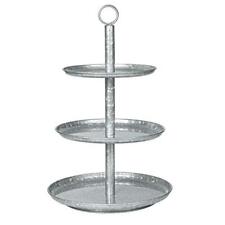 Galvanized Three Tier Serving Stand - 3 Tiered Metal Tray Platter picture