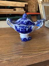 SCINDE BLUE SAUCE TUREEN W/ LID READ picture