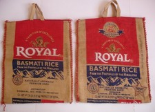VTG Royal Basmati Rice Burlap Bags India Upcycle Repurpose: Pillow, Tote LOT 2 picture