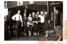 Vintage 1943 Black & White Family Photo Group Portrait Historic Snapshot picture