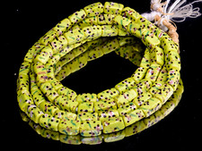 A Long Strand of Light Green Rare Rectangular Antique Venetian African Trade Mil picture