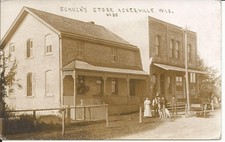 Antique 1912 RPPC Ackerville Wisconsin WI Postcard Schuck's Store picture