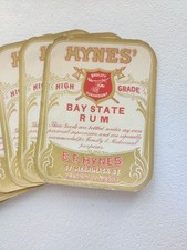 Lot of 8  Old Antique - c.1910's - HYNES   Bay state  Rum LABEL Haverhill MASS. picture
