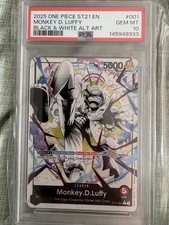 PSA 10 Gem Mint Monkey D. Luffy Black & White Alt Art ST21 EN #001 One Piece picture