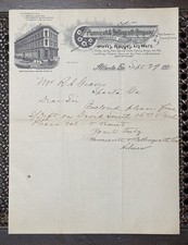 1891 Atlanta GA Hunnicutt & Bellingrath Co Illustrated Letterhead Stoves picture