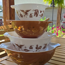 Pyrex Early American  4pc. Very Nice Set.  Very Little Age Wear. picture