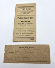 1903 American Relief Society Premium Receipt Book Bay City and Arnheim Michigan picture