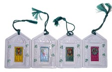 4 Belleek Dublin Door Christmas Ornaments Porcelain 3.5”x 2.5” picture