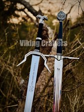 Pair of Witcher 3 Wild Hunt Geralt Arondight's Black Wolf & Feline Viking Swords picture