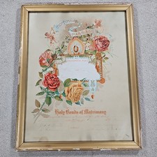 August 29 1905 Antique Certificate of Marriage Rose Bud 29 Nebraska picture