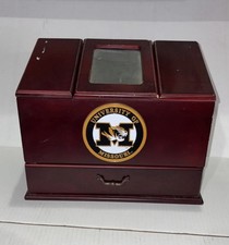 Vintage University of Missouri Jewelry Valet Box Cherry Wood Mizzou picture