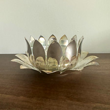 Vintage Eales 1779 Silverplate Lotus Flower Frog Centerpiece 3 Piece Set Italy picture