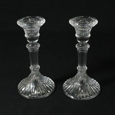 Set of 2 Towle Ribbed Lead Crystal Candlestick Holders Austria picture