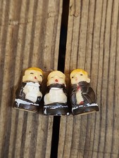 3 Vintage Mini Singing Caroling Monks Friar Plastic  1” Tall-Christmas Curios picture