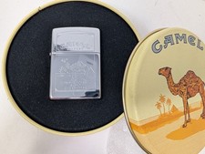 Zippo Camel Cigarettes Lighter 1994 RJRTC Chrome Embossed Camel Tin Vintage picture