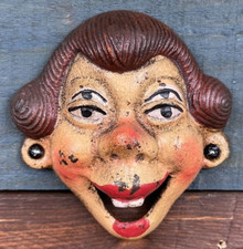 4-Eyed Lady Cast Iron Bottle Opener Wall Mounted With Painted Antique Finish picture