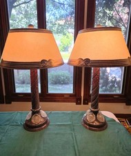 Vintage Barovier Toso Murano Glass Lamps Ruby Red Gold Aventurine Pair Italy MCM picture
