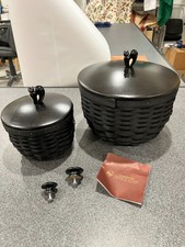 Longaberger Cauldron Basket Set Black Cat Topper Know Lot x2 Charity DS51 picture