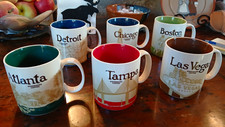 Starbucks City Collector Mugs Set of 7- Atlanta Detroit Chicago Boston Tampa LV picture