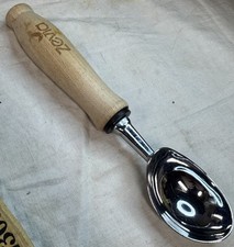 VTG Zevia Branded Wooden Handle Ice Cream Scoop Stainless Steel Promotional Swag picture