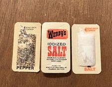 1970s?? VINTAGE WENDY'S FAST FOOD UNOPENED SALT & PEPPER PACKETS COLLECTIBLE VTG picture