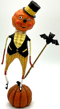 Vintage Lori Mitchell Pumpkin Man Figurine Halloween ESC Trading Bat SEE VEST picture