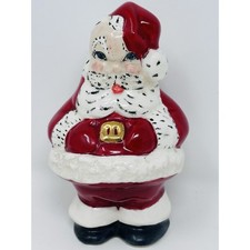 Vintage Ceramic Santa Claus Figurine Hand Painted Hollow Christmas Decor 5.75