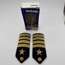 Vanguard US Navy Naval USN Male Captain Line Officer Shoulder Board Bullion Pair picture