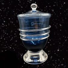 Cobalt Blue Art Glass Candy Dish With Clear Swirl Pedestal Dish Bowl 8”T 4.5”W picture